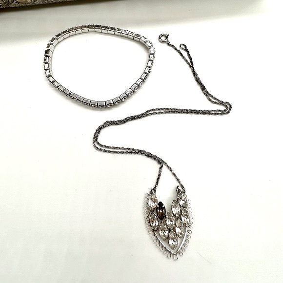Vintage Sterling Rhinestone Necklace - Picture 7 of 9